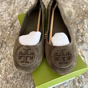 Tory Burch Olive Suede Minnie ballet Flats